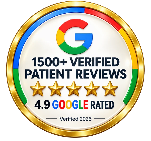 1500+ verified patient reviews, 4.9 Google rated